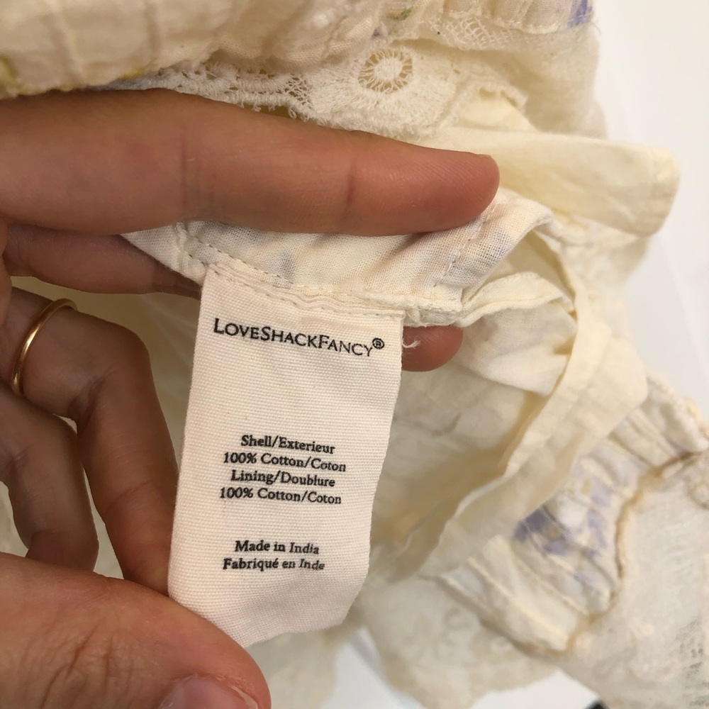 Worn Twice! LoveShackFancy Cerrone Cream Floral Lace Mini Dress Size 6 - Picture 2 of 11